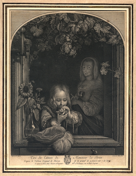 Blot after Mieris - Boy blowing bubbles